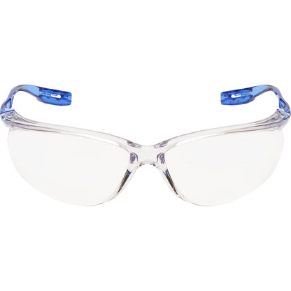 Tora™ CCS safety goggles, anti-scratch, anti-fog, blue earpiece, clear lens.