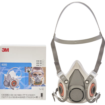 6000 series half mask, reusable, without filter, size M.