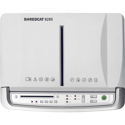 SHREDCAT 8285 CC autofeed document shredder, collection capacity 53 l, particles, 350 sheets.
