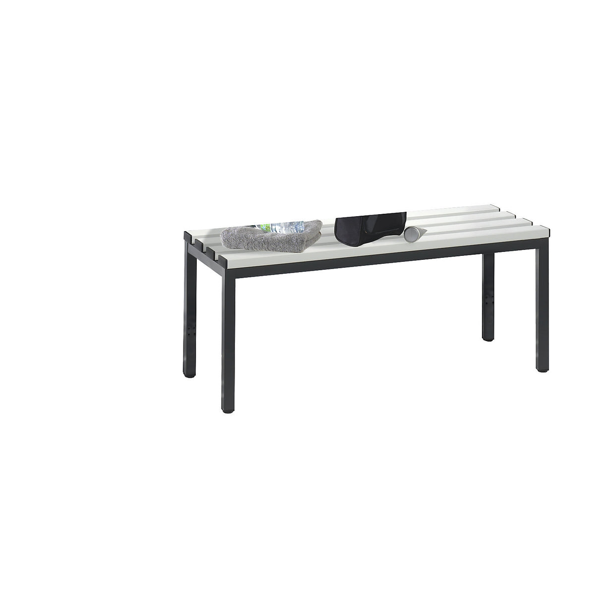 BASIC changing room bench, plastic slats, length 1000 mm, light grey.