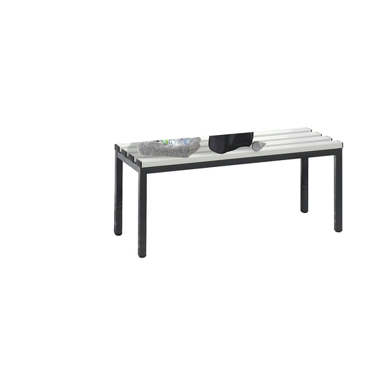 BASIC changing room bench, plastic slats, length 1000 mm, light grey.