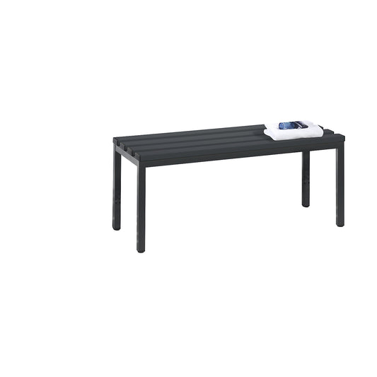 BASIC changing room bench, plastic slats, length 1000 mm, black grey.