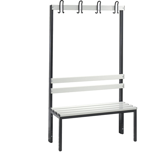 BASIC changing room bench, single sided, plastic slats, length 1000 mm, light grey.
