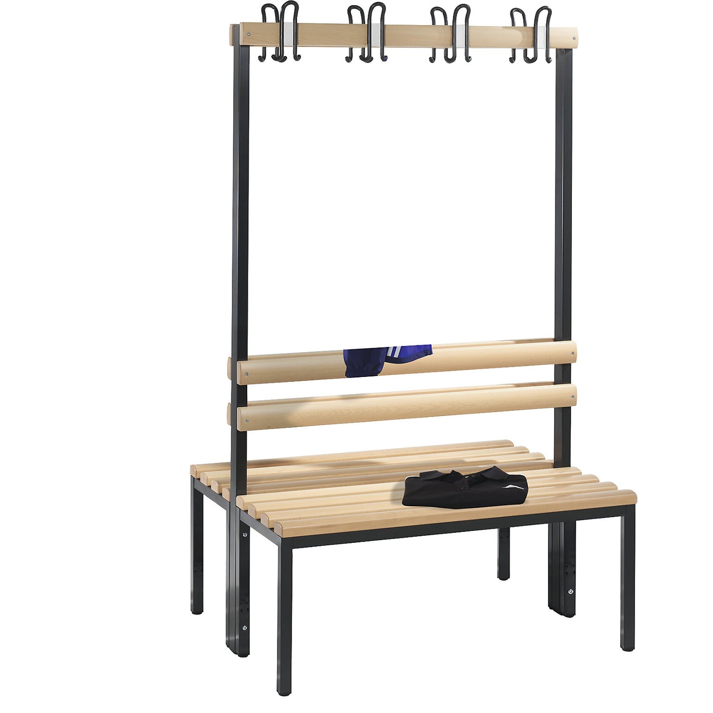 BASIC changing room bench, double sided, beech wood slats, length 1000 mm.