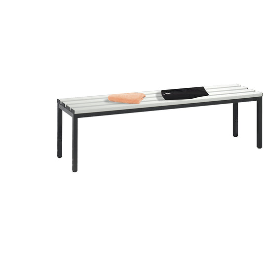 BASIC changing room bench, plastic slats, length 1500 mm, light grey.