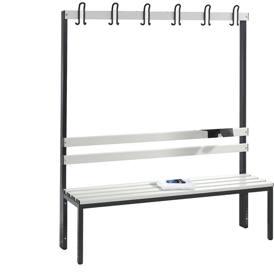 BASIC changing room bench, single sided, plastic slats, length 1500 mm, light grey.