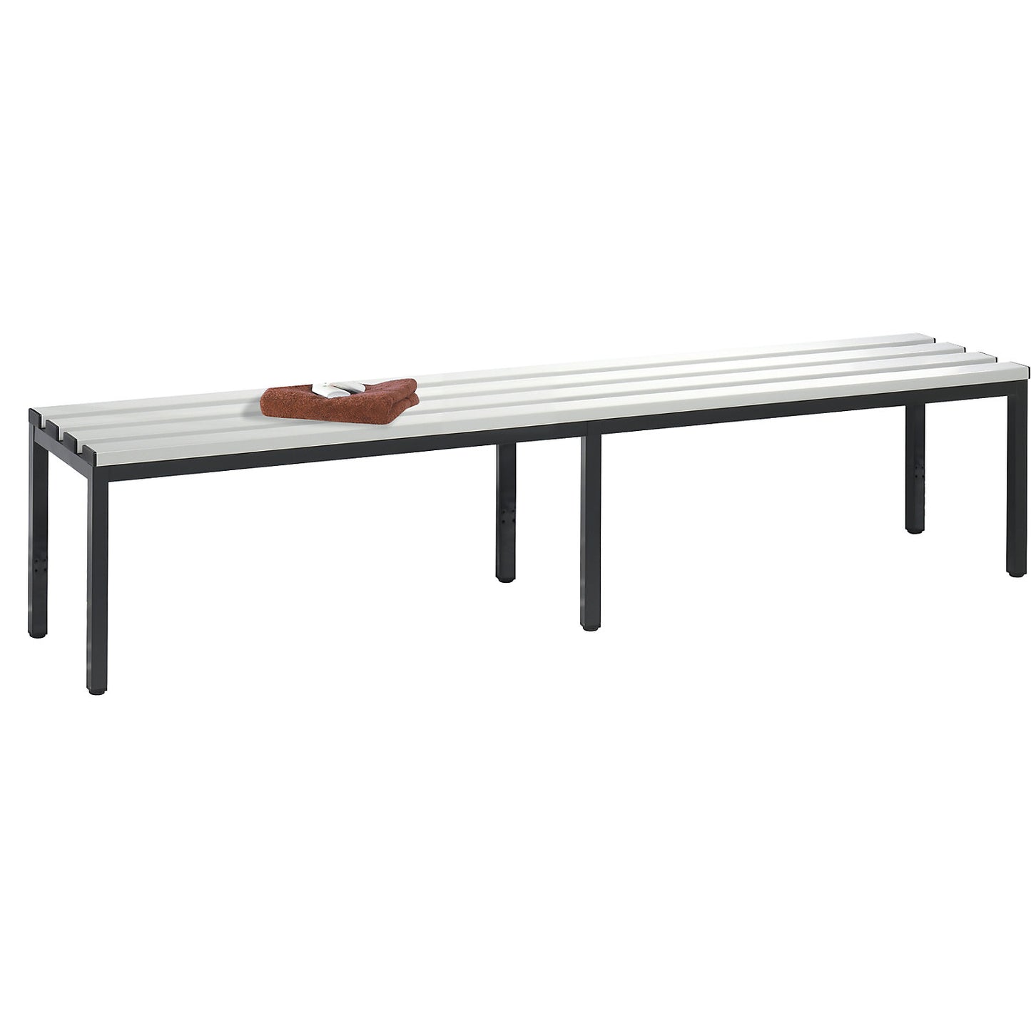BASIC changing room bench, plastic slats, length 1960 mm, light grey.