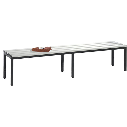 BASIC changing room bench, plastic slats, length 1960 mm, light grey.