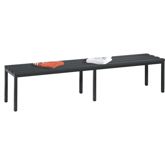 BASIC changing room bench, plastic slats, length 1960 mm, black grey.
