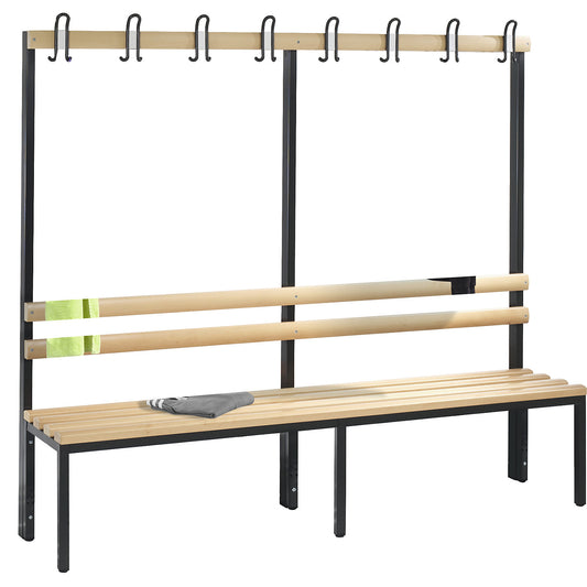 BASIC changing room bench, single sided, beech wood slats, length 1960 mm.