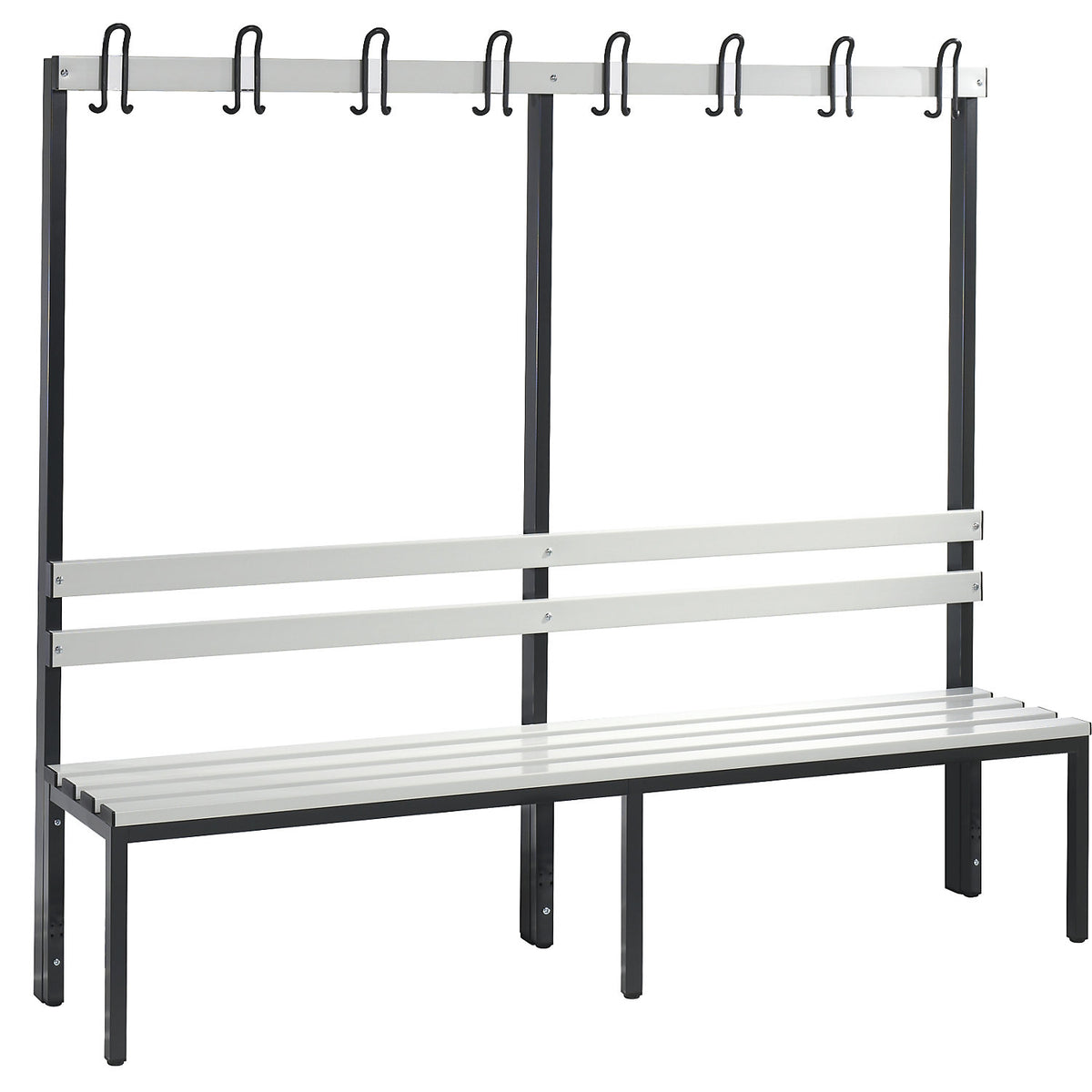 BASIC changing room bench, single sided, plastic slats, length 1960 mm, light grey.