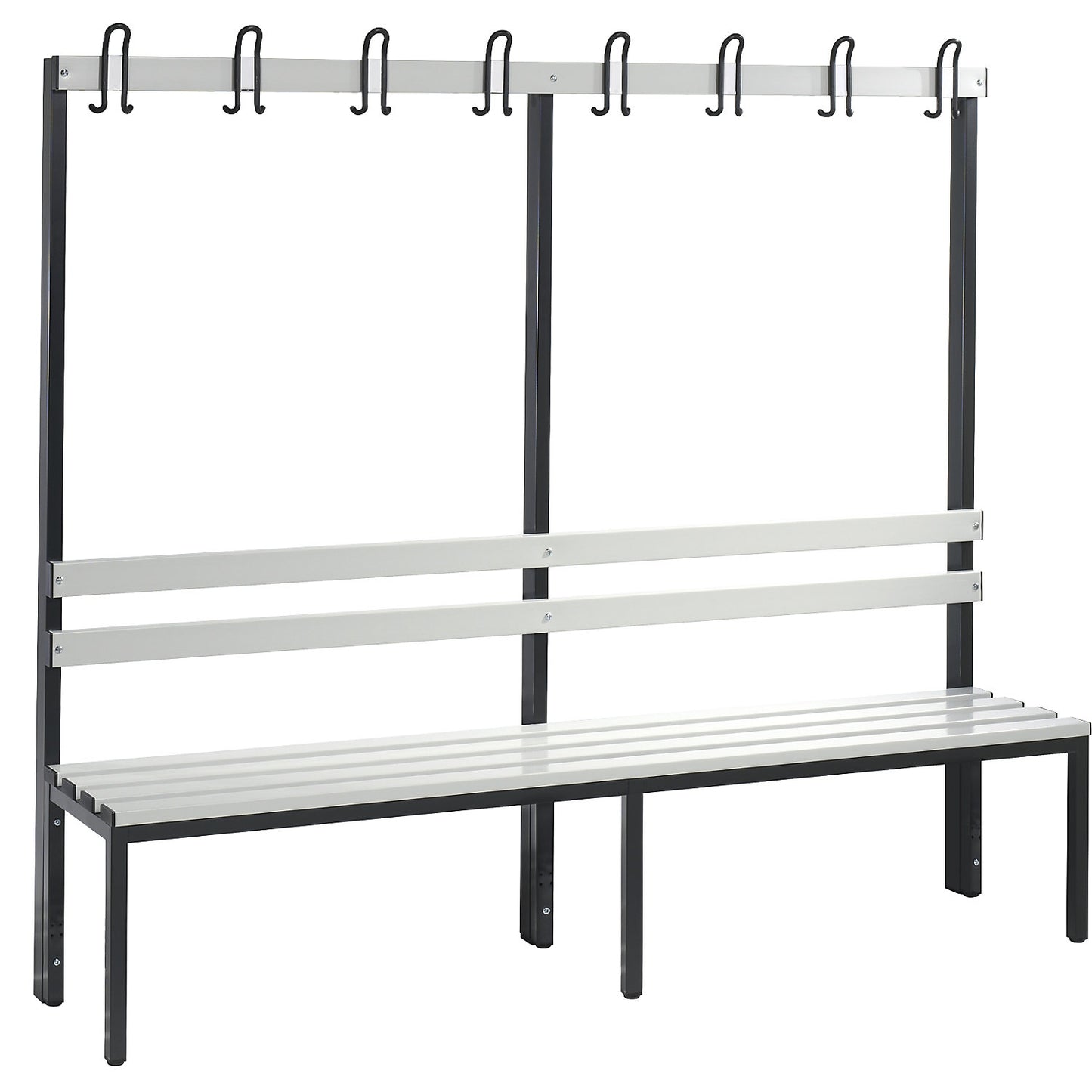 BASIC changing room bench, single sided, plastic slats, length 1960 mm, light grey.