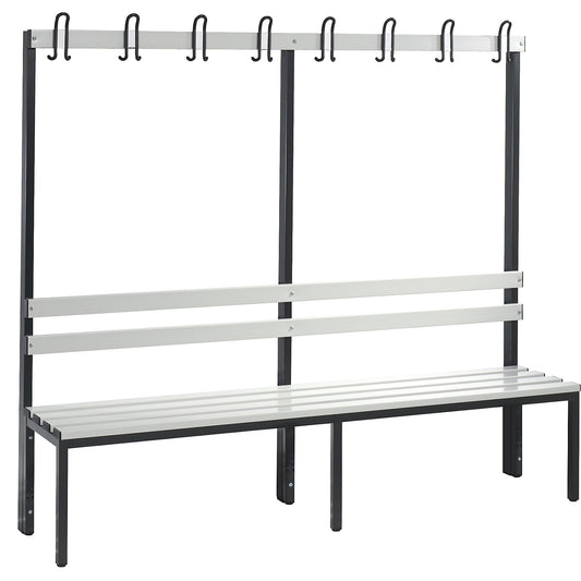 BASIC changing room bench, single sided, plastic slats, length 1960 mm, light grey.