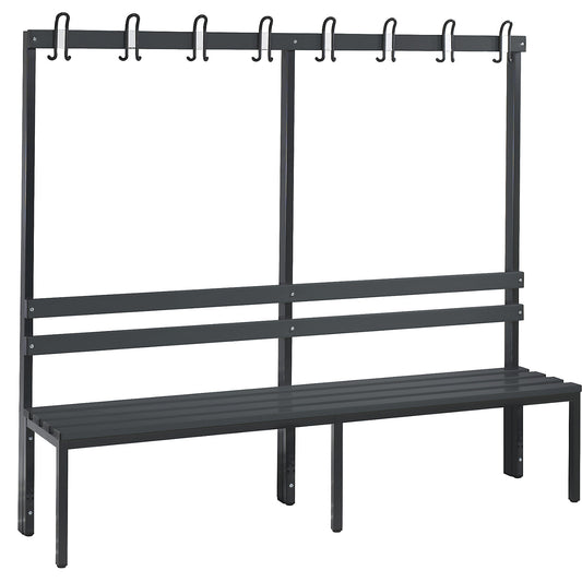 BASIC changing room bench, single sided, plastic slats, length 1960 mm, black grey.