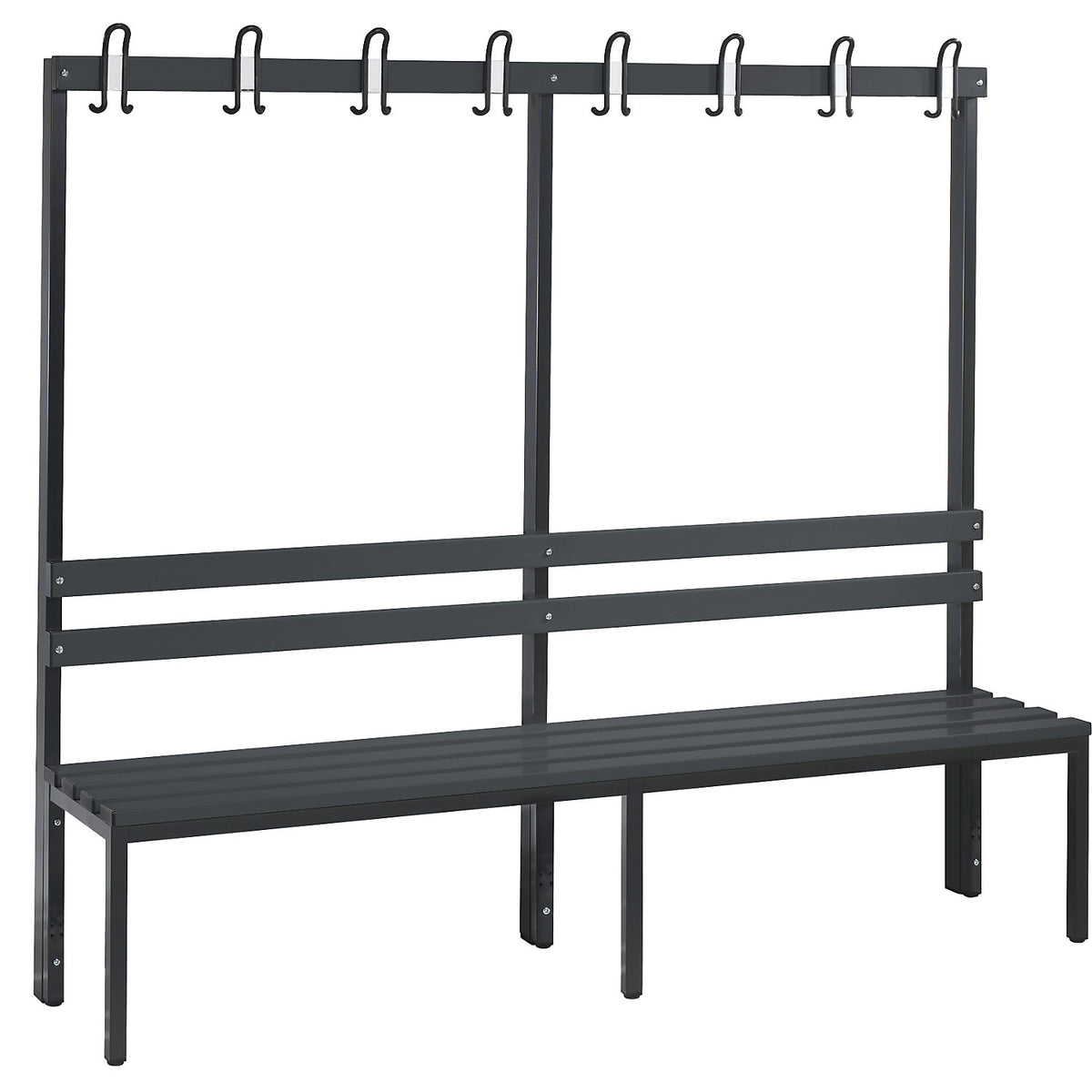 BASIC changing room bench, single sided, plastic slats, length 1960 mm, black grey.