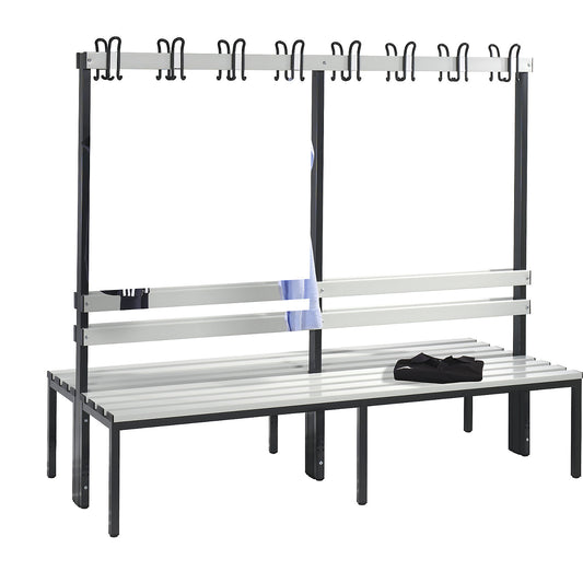 BASIC changing room bench, double sided, plastic slats, length 1960 mm, light grey.