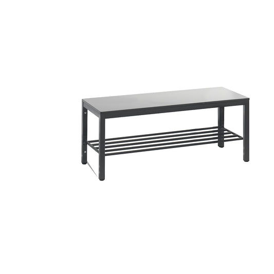 COMFORT changing room bench, HPL seat surface, length 1000 mm, silver grey, shoe rack.