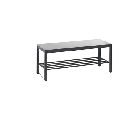 COMFORT changing room bench, HPL seat surface, length 1000 mm, silver grey, shoe rack.