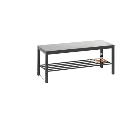 COMFORT changing room bench, HPL seat surface, length 1000 mm, silver grey, shoe rack.