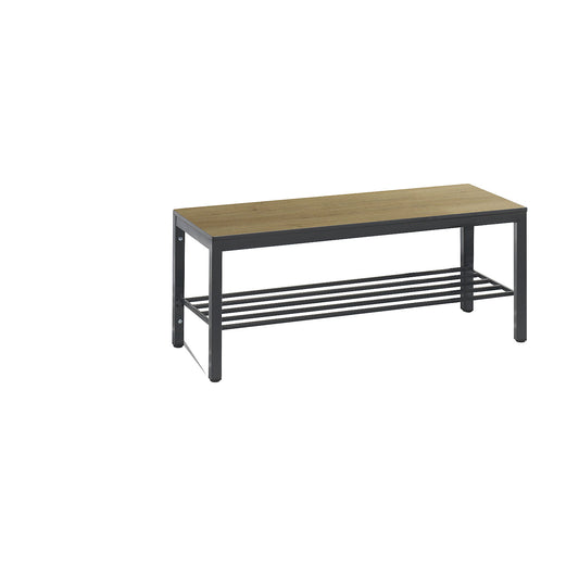 COMFORT changing room bench, HPL seat surface, length 1000 mm, oak finish, shoe rack.