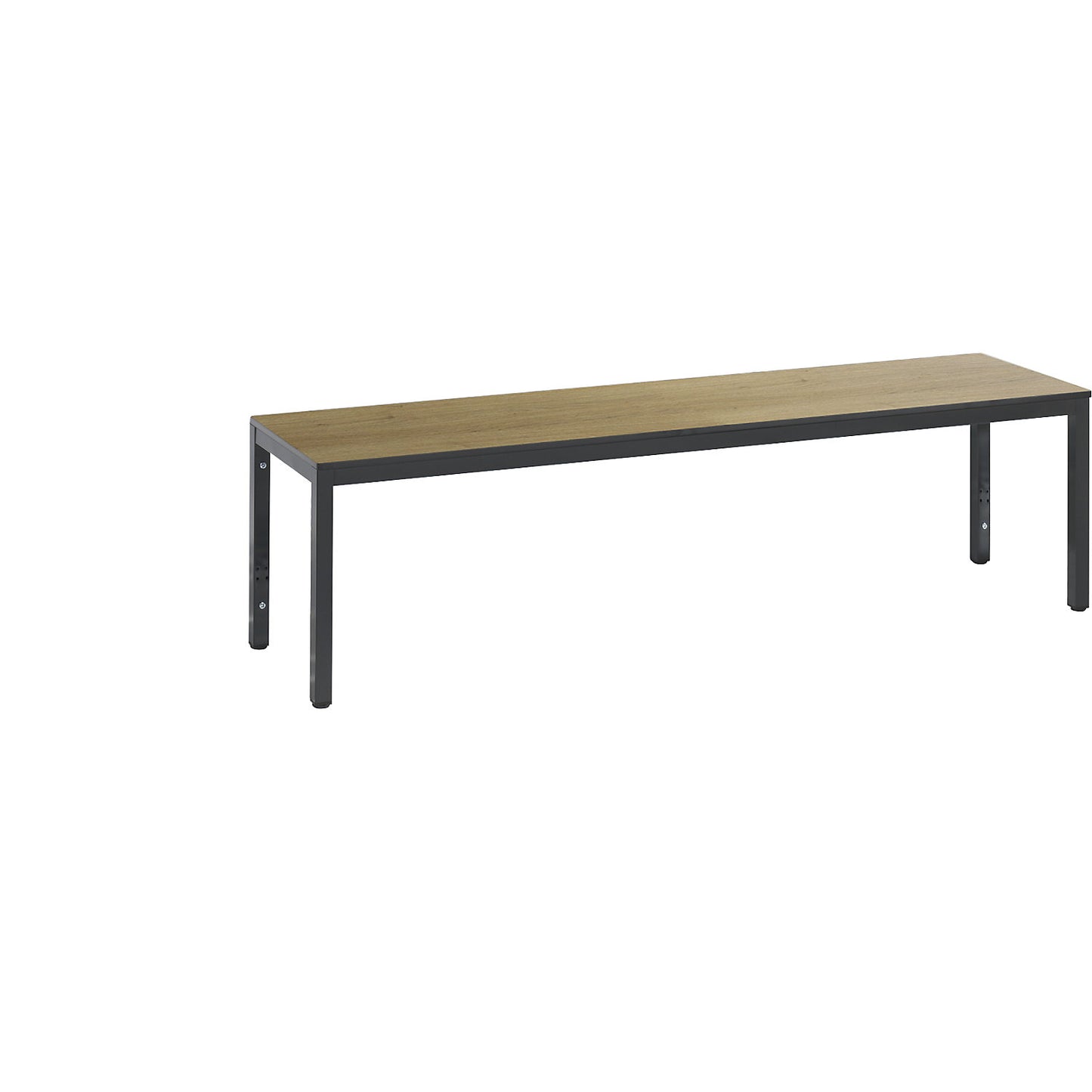 COMFORT changing room bench, HPL seat surface, length 1500 mm, oak finish.