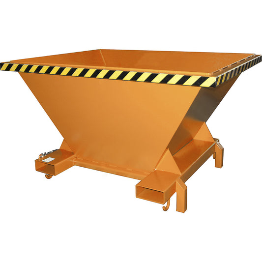 Filling hopper, LxWxH 1320 x 1710 x 990 mm, with support feet, yellow orange.