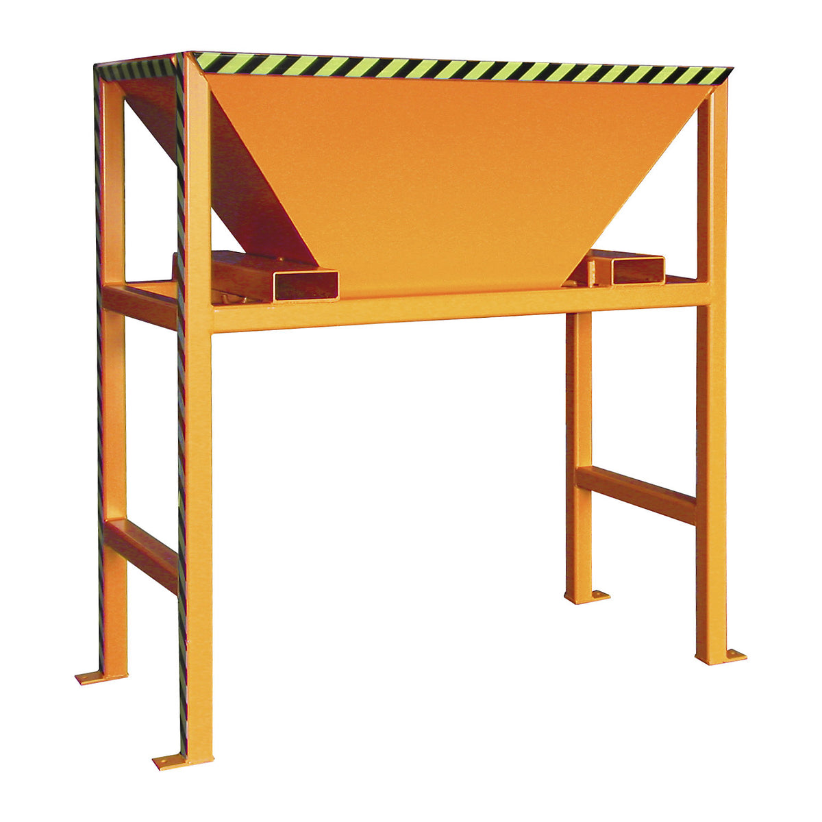 Filling hopper, LxWxH 980 x 1980 x 2050 mm, for securing to the ground, yellow orange.