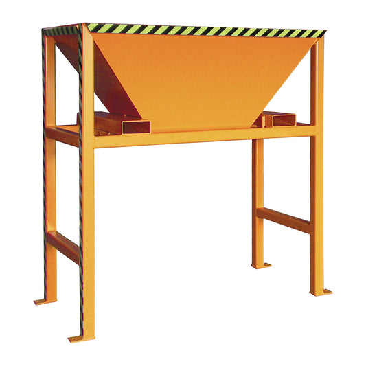 Filling hopper, LxWxH 980 x 1980 x 2050 mm, for securing to the ground, yellow orange.