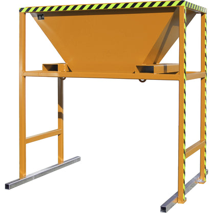 Filling hopper, LxWxH 1700 x 1980 x 2050 mm, with mobile stand, yellow orange.