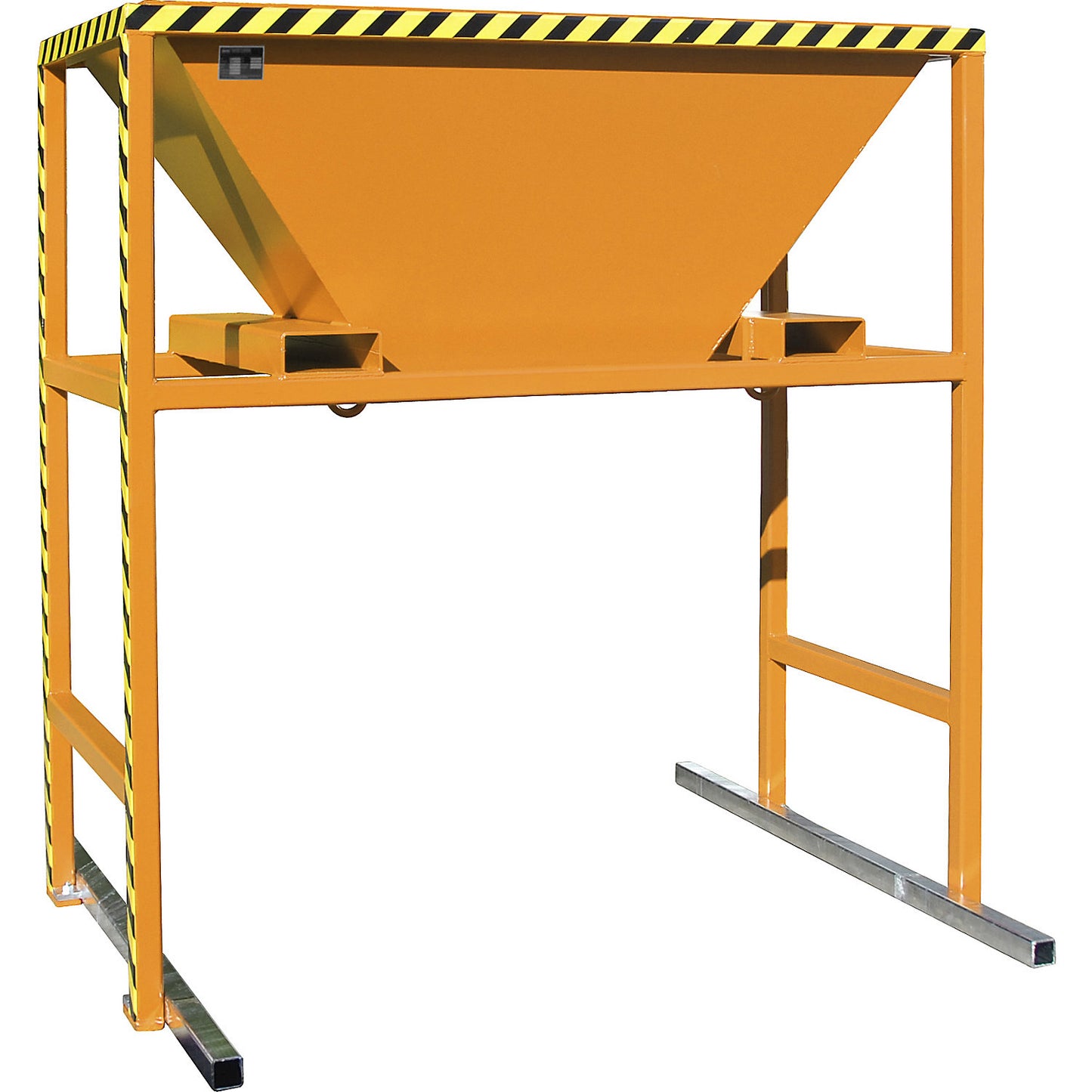 Filling hopper, LxWxH 1700 x 1980 x 2050 mm, with mobile stand, yellow orange.