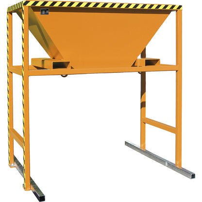 Filling hopper, LxWxH 1700 x 1980 x 2050 mm, with mobile stand, yellow orange.