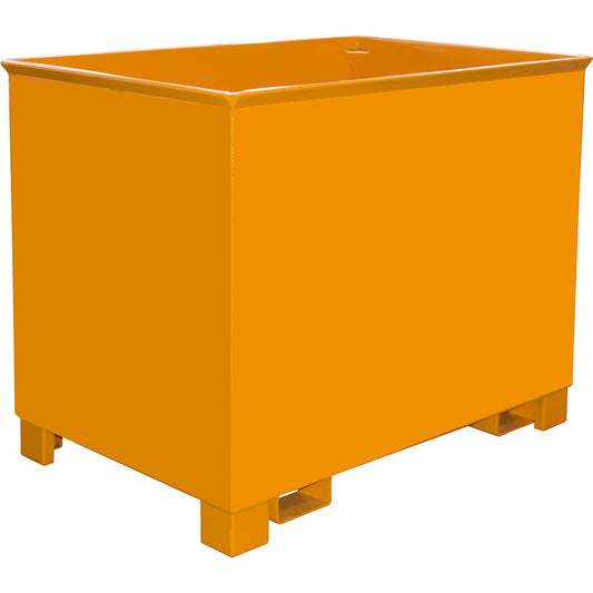 Collection container for tugger trains, LxWxH 840 x 1240 x 975 mm, yellow orange.