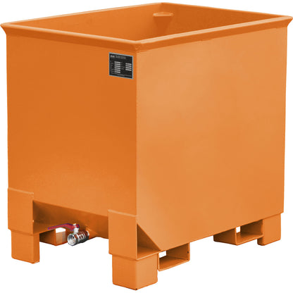 CS metal swarf collection container for tugger trains, LxWxH 620 x 840 x 800 mm, yellow orange.