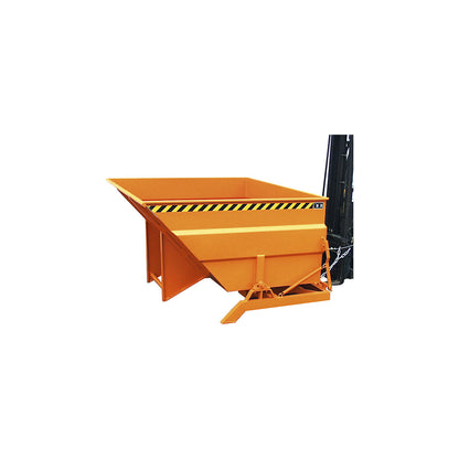 XXL tilting skip with positioning aid, capacity 2 m³, yellow orange.