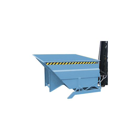 XXL tilting skip with positioning aid, capacity 2 m³, light blue.