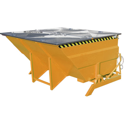 XXL tilting skip with positioning aid, capacity 3 m³, yellow orange.