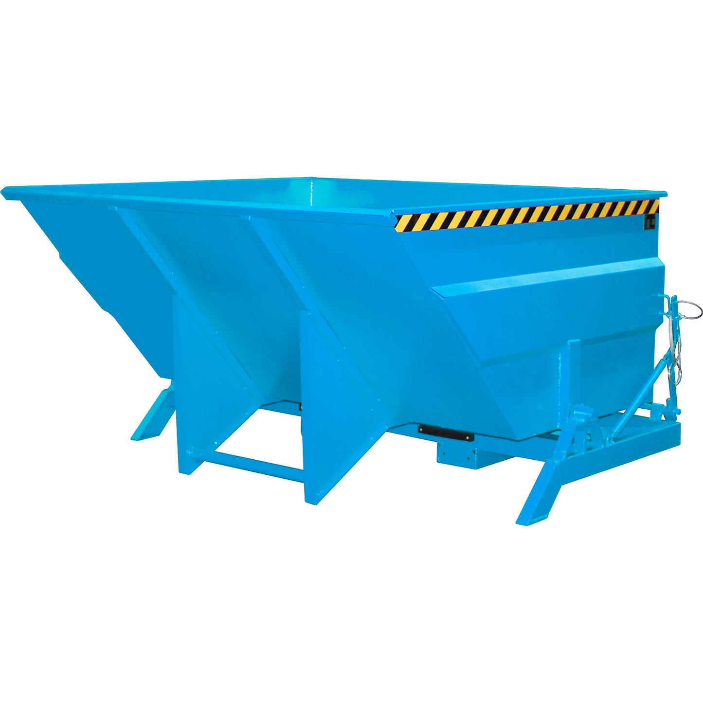 XXL tilting skip with positioning aid, capacity 3 m³, light blue.