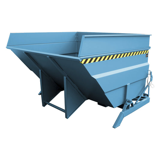 XXL tilting skip with positioning aid, capacity 4 m³, with stacking frame, light blue.