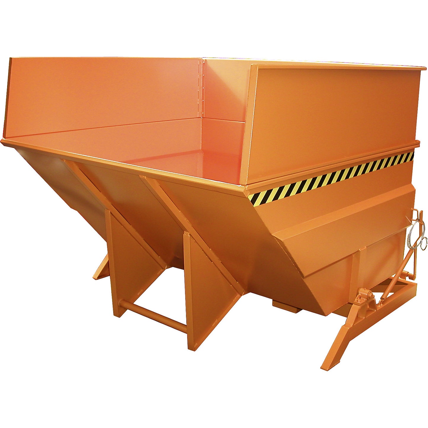 XXL tilting skip with positioning aid, capacity 5 m³, with stacking frame, yellow orange.