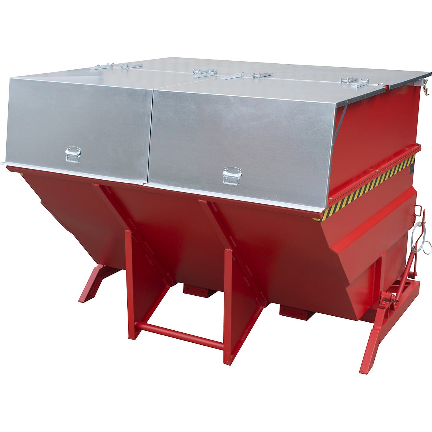 XXL tilting skip with positioning aid, capacity 5 m³, with stacking frame, flame red.