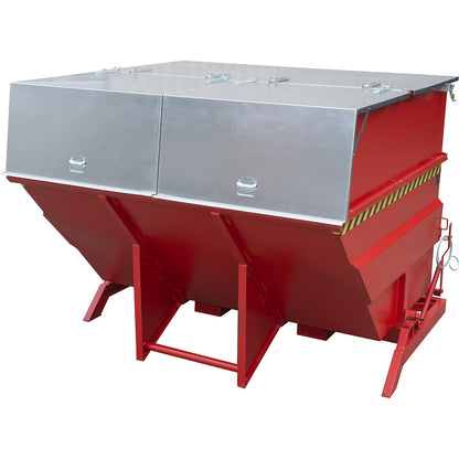 XXL tilting skip with positioning aid, capacity 5 m³, with stacking frame, flame red.