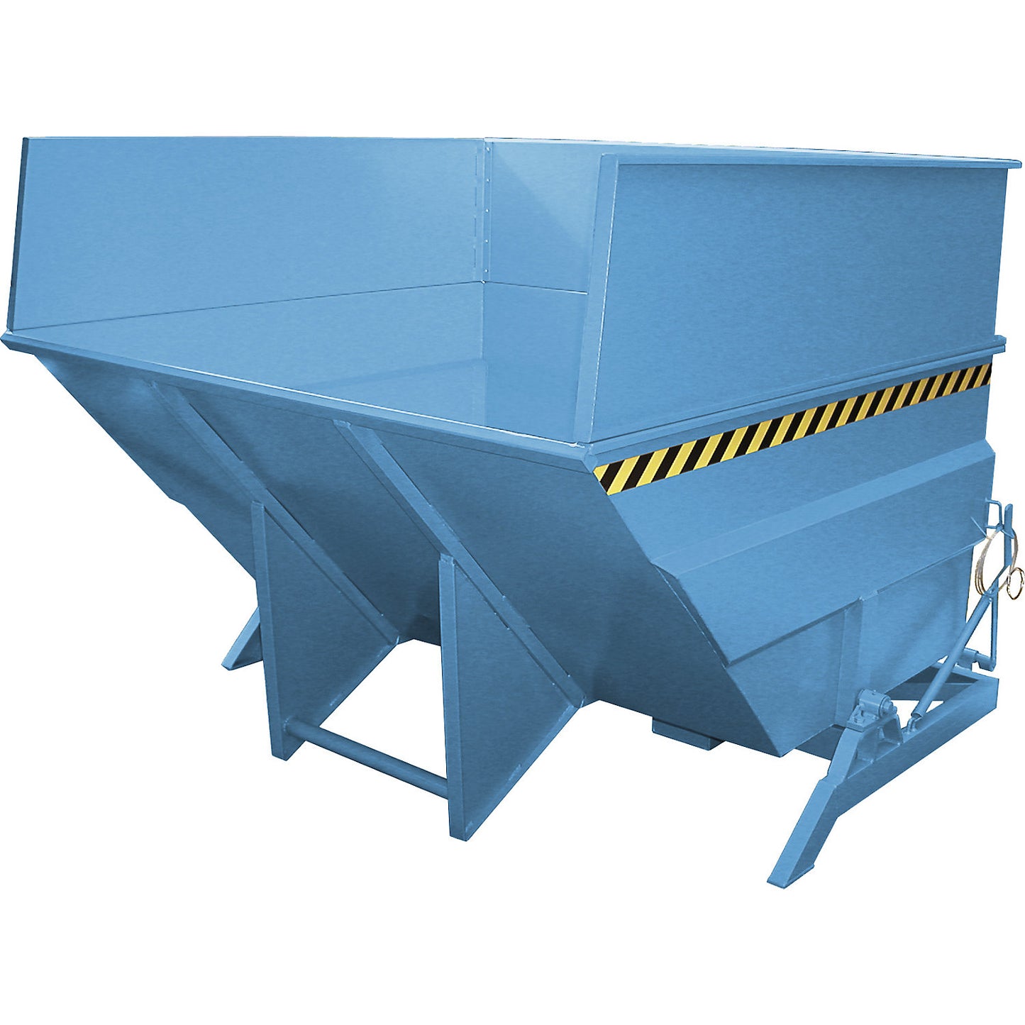 XXL tilting skip with positioning aid, capacity 5 m³, with stacking frame, light blue.