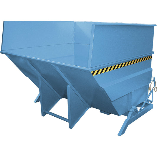 XXL tilting skip with positioning aid, capacity 5 m³, with stacking frame, light blue.