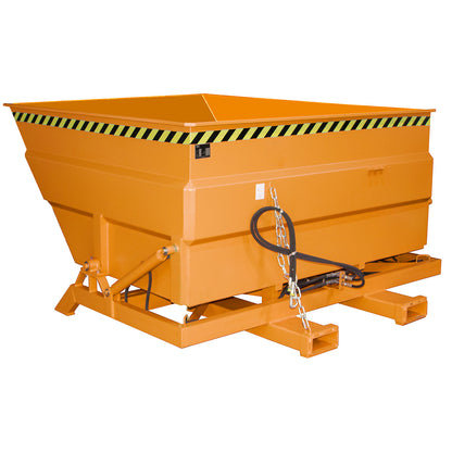 XXL tilting skip with positioning aid, capacity 3 m³, with hydraulics, yellow orange.