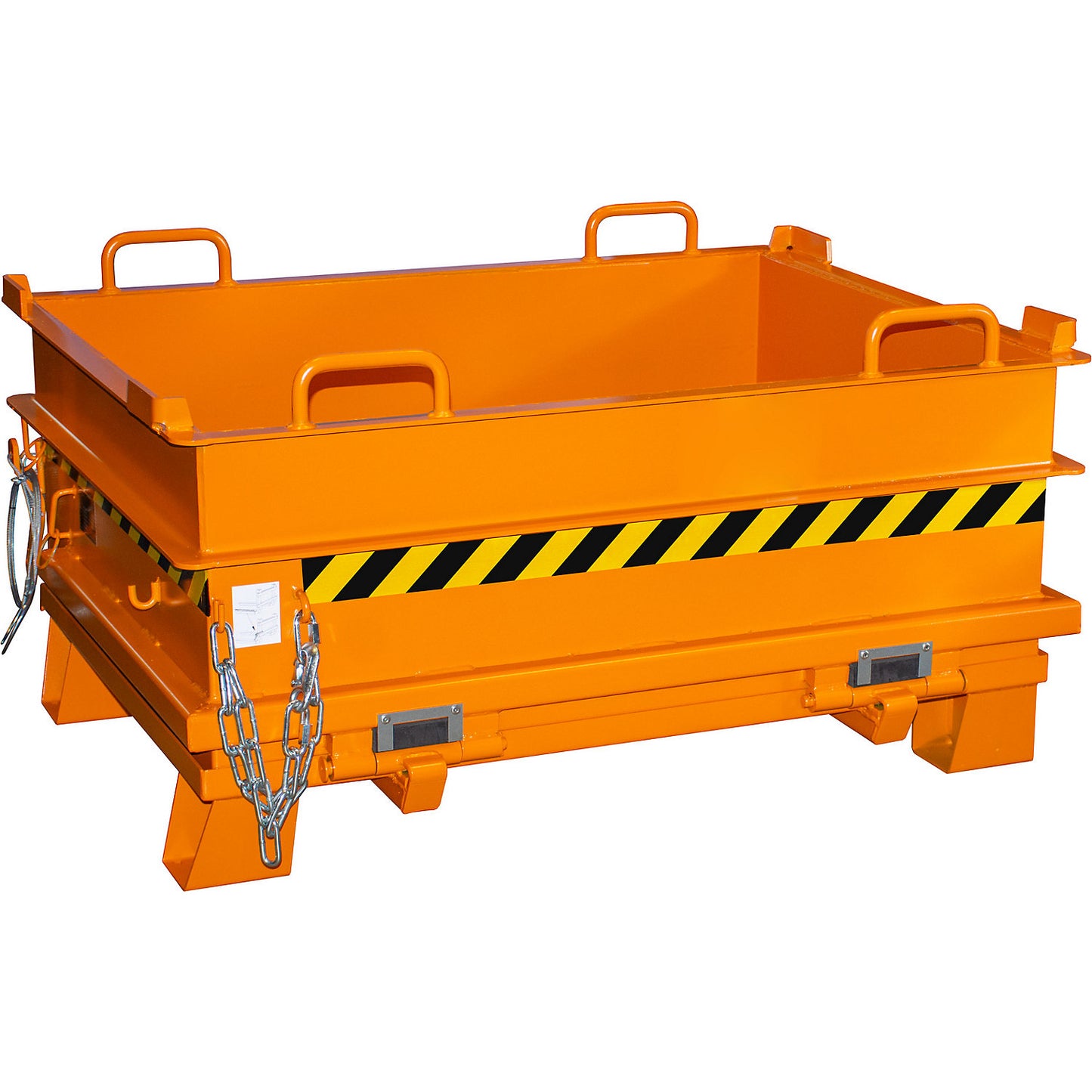 BC hinged bottom skip, capacity 0.5 m³, max. load 1000 kg, yellow orange.