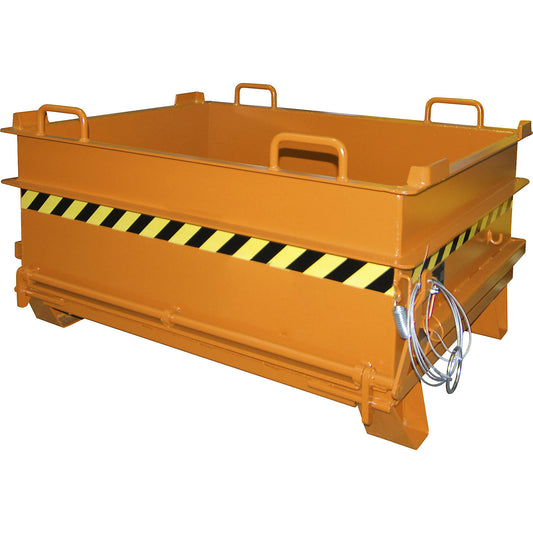 BC hinged bottom skip, capacity 0.5 m³, max. load 1000 kg, yellow orange.