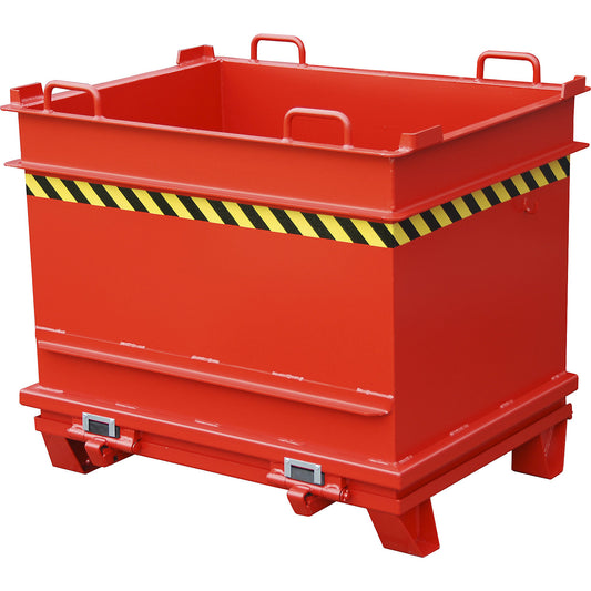 BC hinged bottom skip, capacity 1 m³, max. load 2000 kg, flame red.