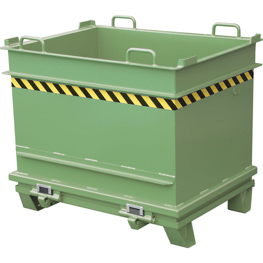 BC hinged bottom skip, capacity 1 m³, max. load 2000 kg, reseda green.
