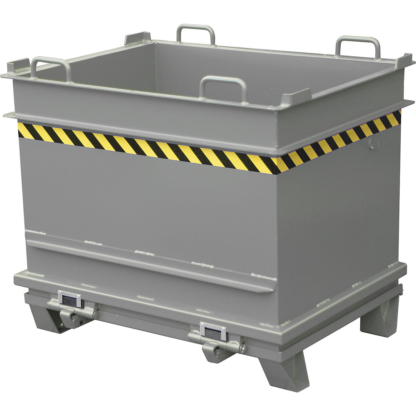 BC hinged bottom skip, capacity 1 m³, max. load 2000 kg, mouse grey.