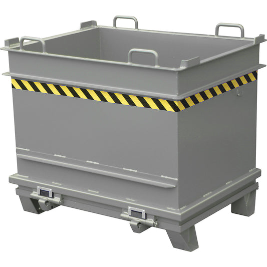 BC hinged bottom skip, capacity 1 m³, max. load 2000 kg, mouse grey.